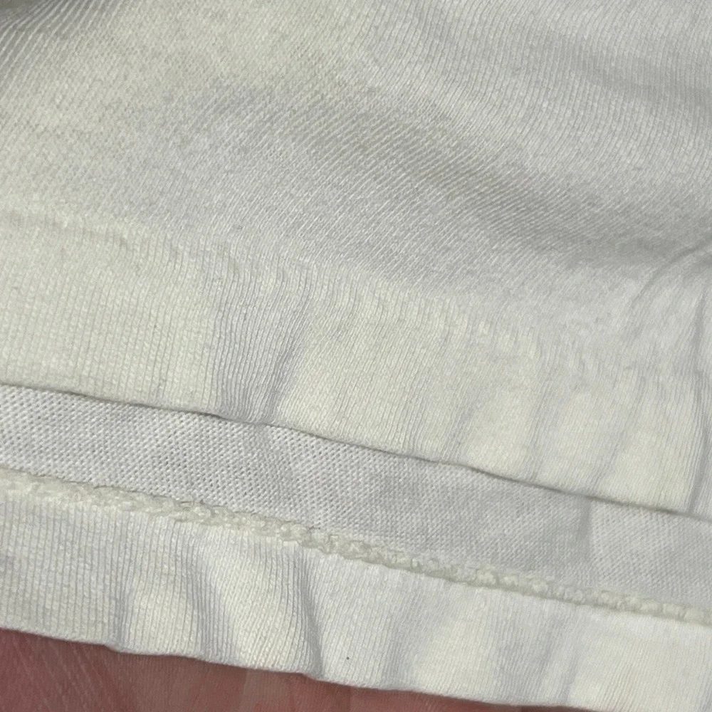 Vintage Nike Mini Swoosh T-Shirt Single Stitch Made in USA Cream Off-White Mens